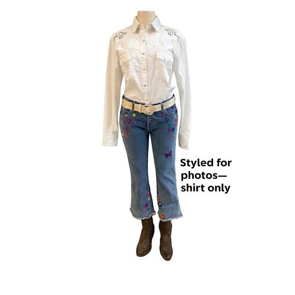 Rock 47 by Wrangler Western Embroidered Pearl Snap Shirt (Size L) - Picture 4 of 7